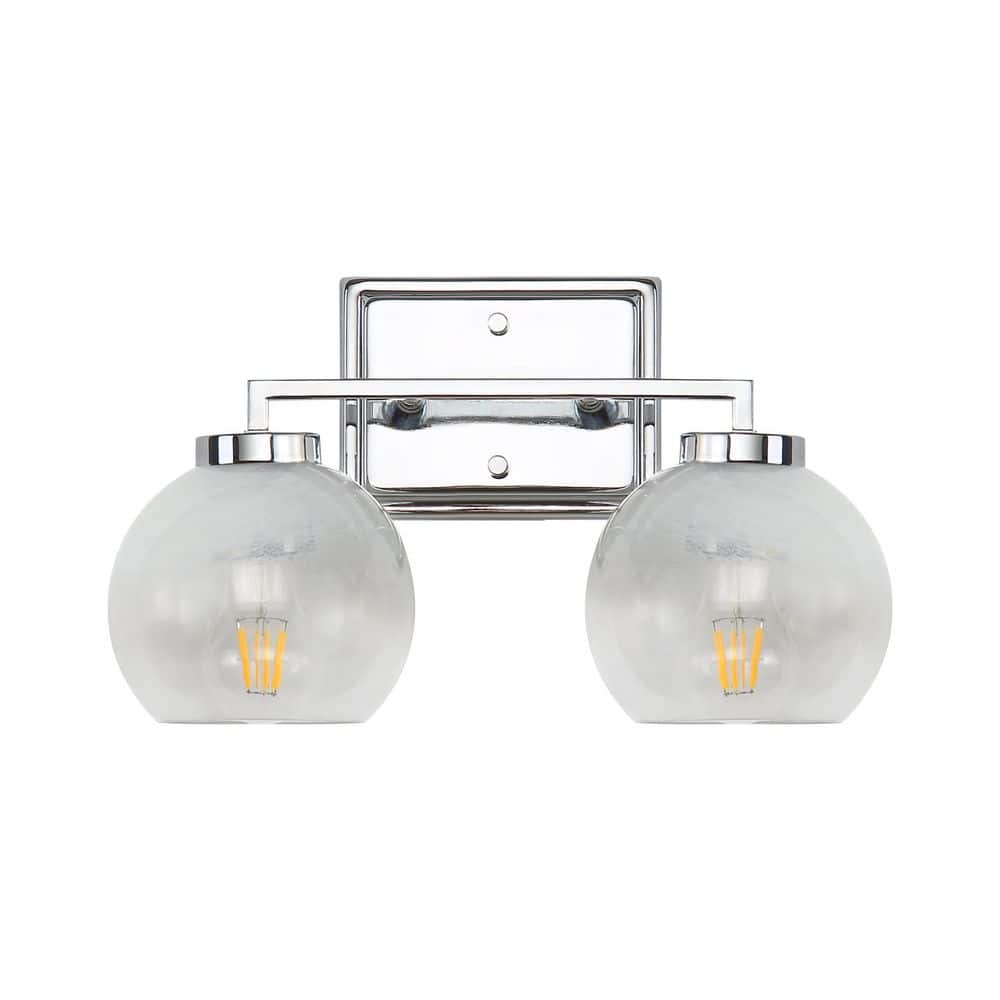 Elliott 7 in. 2 Light Chrome Vanity Light with Alabaster Shade price history on PriceWatchPro
