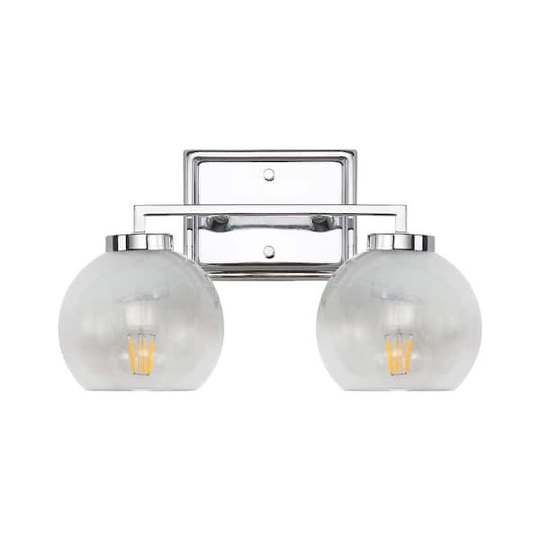 Golden Lighting Elliott 7 in. 2 Light Chrome Vanity Light with Alabaster Shade