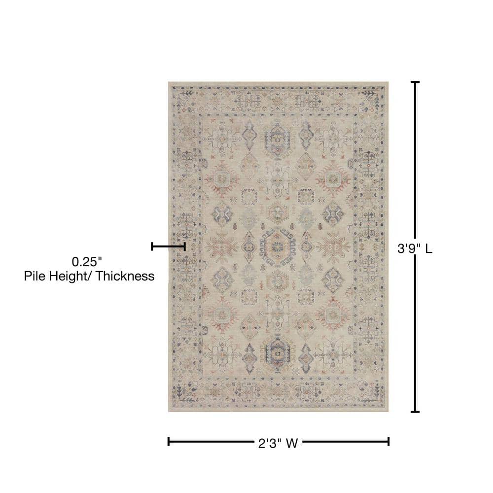 Elysian Black Oriental Synthetic 27" x 45" Easy-Care Rug