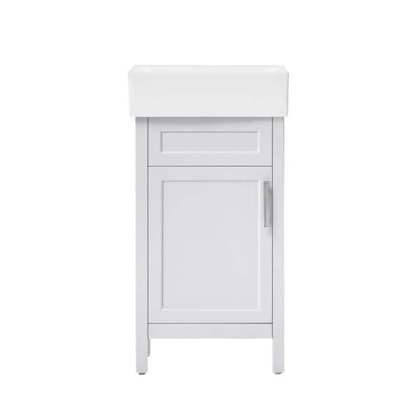 Arvesen 18 in. W x 12 in. D x 34 in. H Single Sink Bath Vanity in White with White Ceramic Top