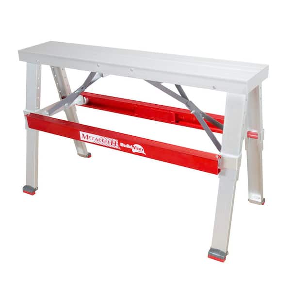 Anti-Slip Bench 500 18 Workbench, Scaffold 30 Capacity - Aluminum Home in. in. Depot MetalTech with Buildman Adjustable I-BMDWB18 The Load x lbs.