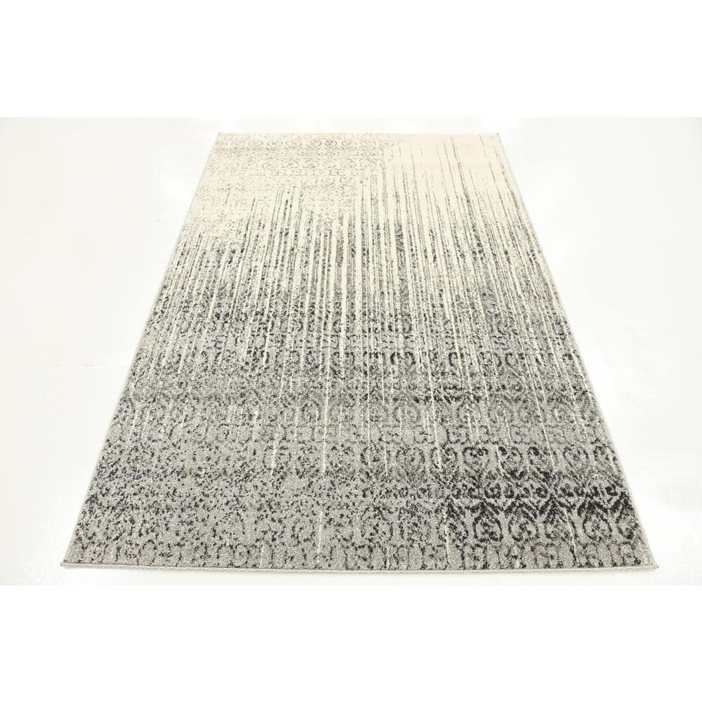 Gray Tufted Synthetic Reversible 4' x 6' Rectangular Rug