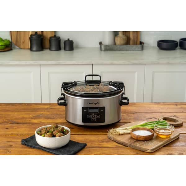 Crock-Pot 4-qt. Stainless Cook Carry Programmable Slow Cooker 2122615 - The Home