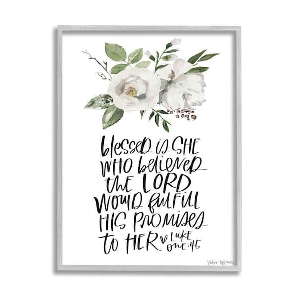 Stupell Industries Blessed Is Who Believed Proverb Luke 1:45 By Valerie Wieners Framed Print Religious Texturized Art 16 in. x 20 in.