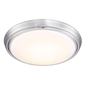 11 in. 1-Light Brushed Nickel Dimmable Selectable LED Ceiling Flush Mount (1-Pack)