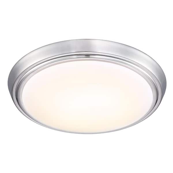 Uixe 11 in. 1-Light Brushed Nickel Dimmable Selectable LED Ceiling Flush Mount (1-Pack)