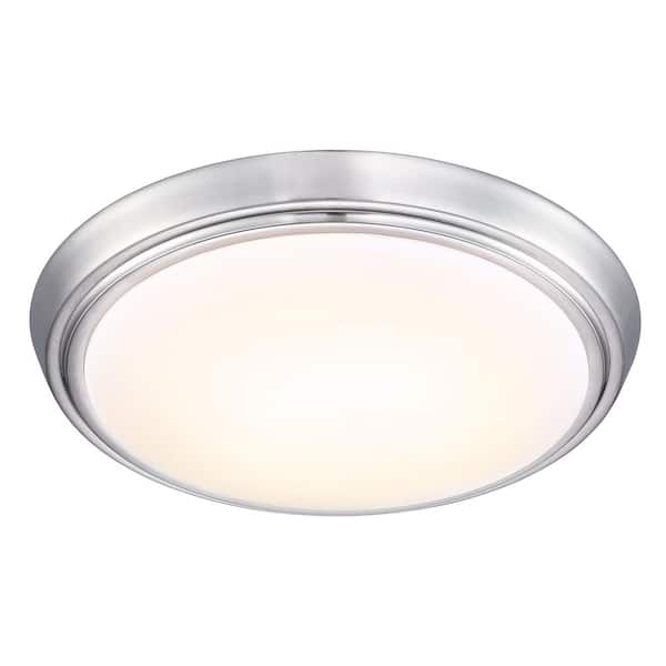 Uixe 11 in. 1-Light Brushed Nickel Dimmable Selectable LED Ceiling Flush Mount (1-Pack)