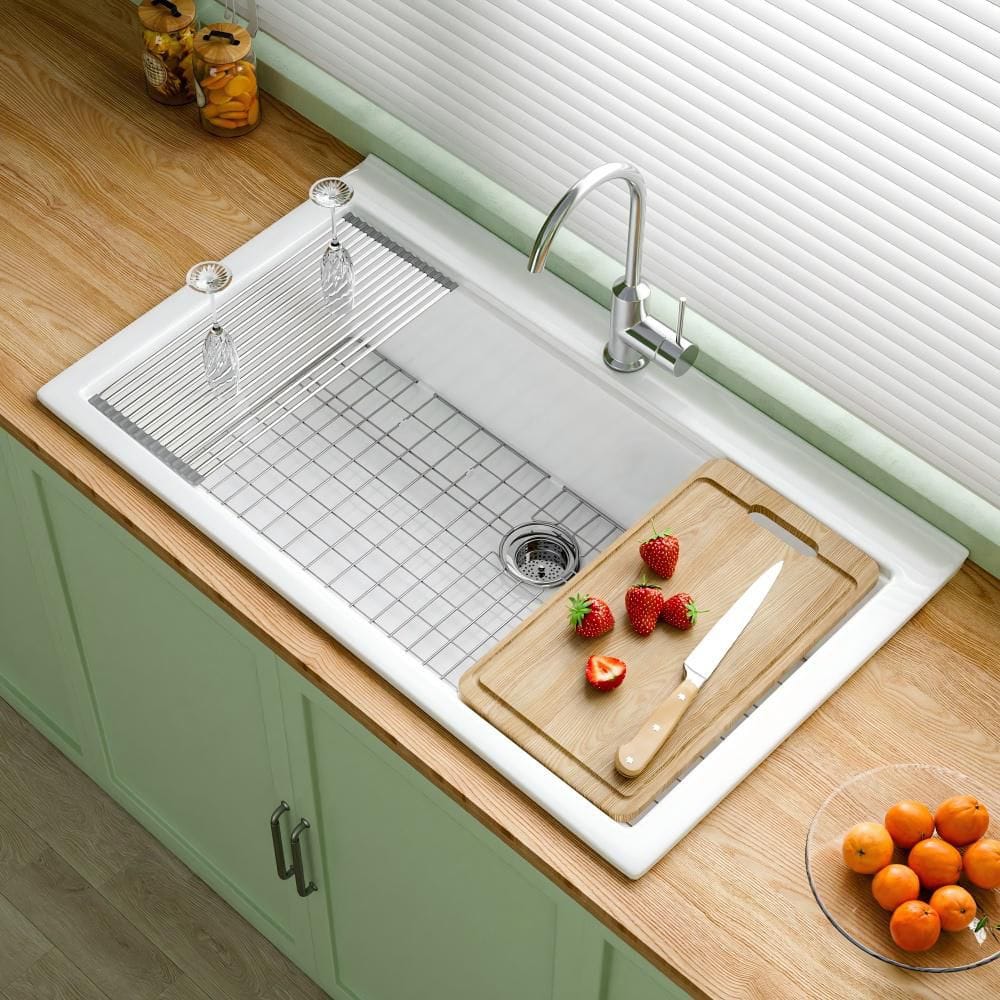 Jasmie Workstation 36 in. Drop-In Kitchen Sink 1 Faucet Hole