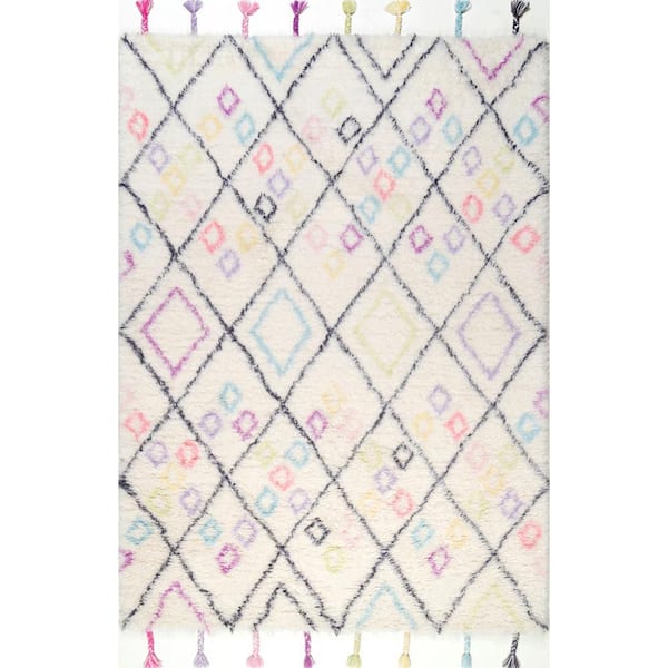 nuLOOM Annice Moroccan Modern Shag Off White 8 ft. x 11 ft. Area Rug