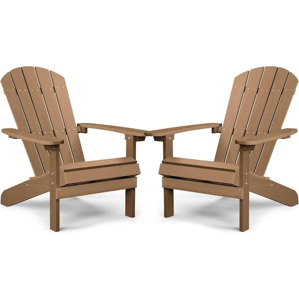 Mximu Classic Teak Plastic Outdoor Patio Adirondack Chair (Set of 2)
