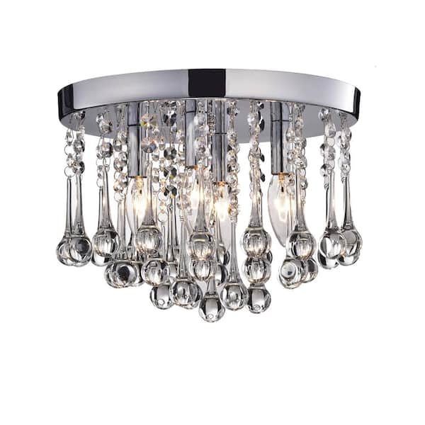 DESwan 11.8 in 4-Light Chrome Flush Mount