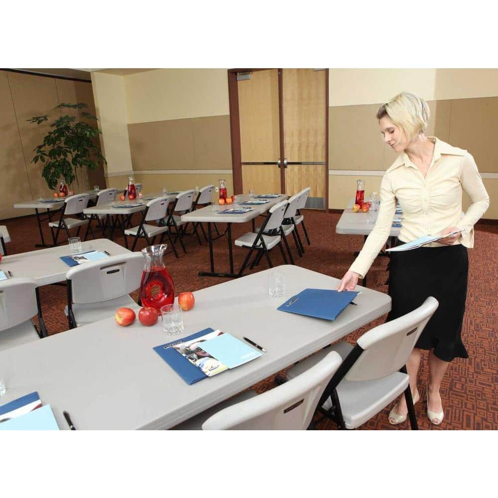 Putty 6-Foot Folding Table with Black Metal Legs