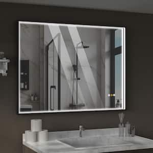 48 in. W x 36 in. H Medium Rectangular Aluminum Alloy Framed Dimmable And Defog LED Wall Bathroom Vanity Mirror in Black