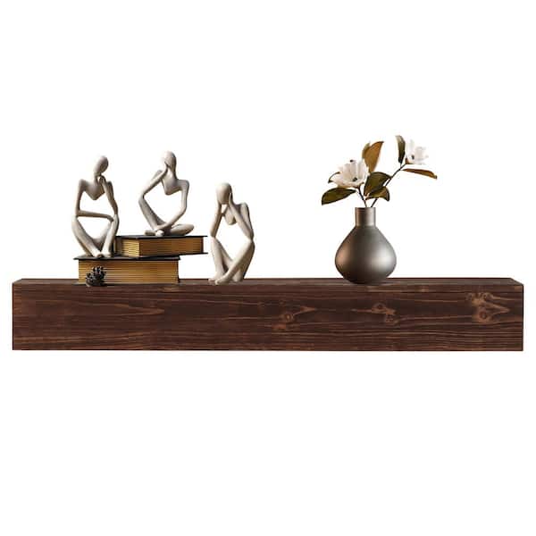 Aoibox 72 in. W x 9 in. D Solid Rustic Cedar Wood Fireplace Mantel, Wall-Mounted Floating Decorative Wall Shelf, Espresso