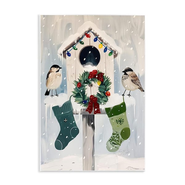 Festive Christmas Birdhouse by Arlington Prints 1-Piece Unframed Graphic Animal Art Print 15 in. x 10 in.