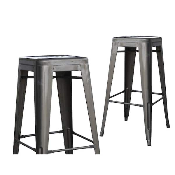 AmeriHome 30 in. Rustic Gunmetal Backless Stackable Bar Stool