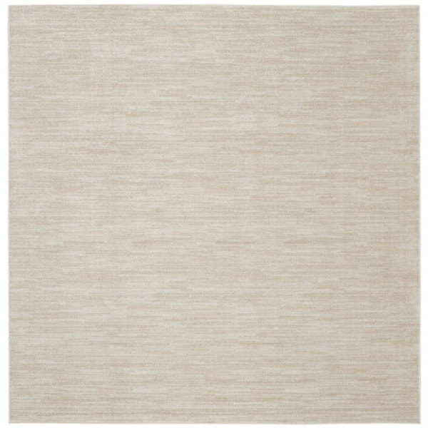 Beige, Ivory 5 ft. x 5 ft. Woven Polypropylene Indoor/Outdoor Area Rug