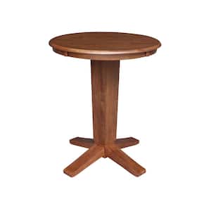 Aria Distressed Oak Solid Wood 30 in. Round Counter-height Pedestal Dining Table, seats 2