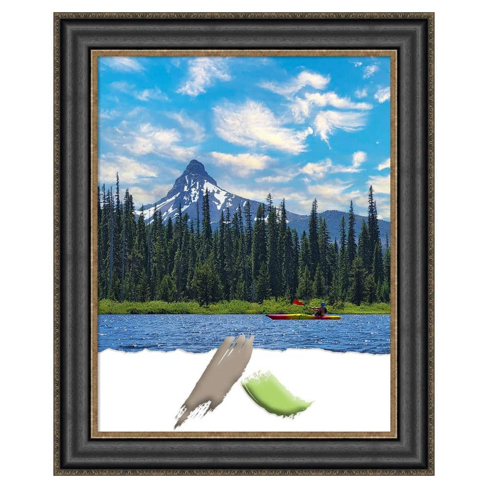 Amanti Art 16 in. x 20 in. Theo Black Silver Wood Picture Frame