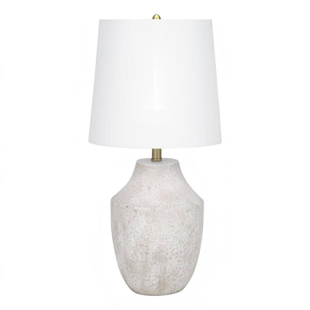 20 in. White Concrete Table Lamp with Urn-Shaped Base and Ivory Linen Tapered Drum Shade for Living Room, Bedroom price history on PriceWatchPro