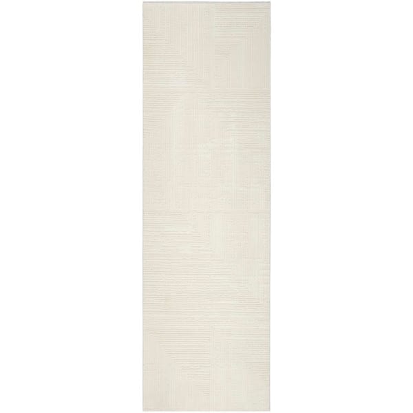Nourison Eco-Friendly Ivory 2 ft. x 8 ft. Abstract Contemporary Runner Area Rug