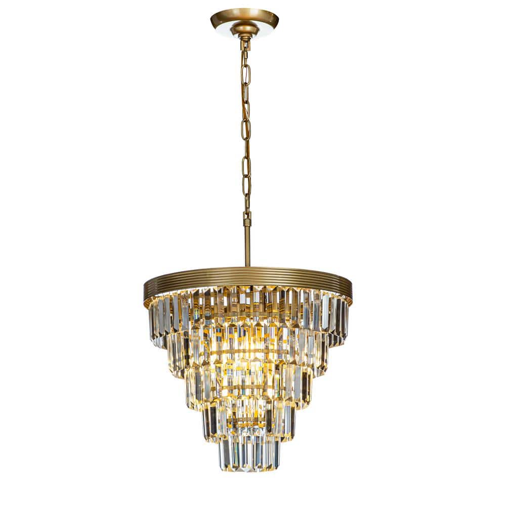 ALOA DECOR 14in. 3-Lights Antique Brass Glam Chandelier Pendant