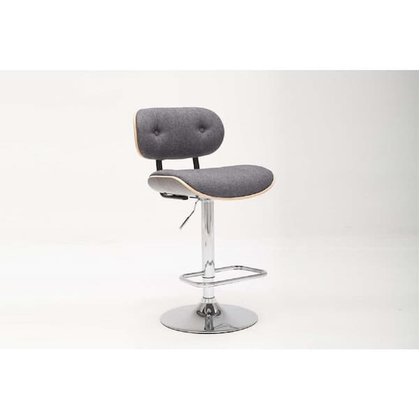 Boraam Smuk Gray Bentwood Adjustable Swivel Stool with Cushion