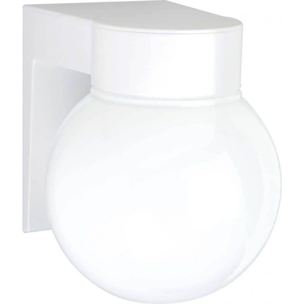 White Globe Direct Wired Wall Sconce