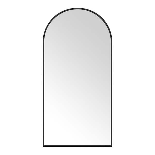 20 in. W x 40 in. H Modern Arched Metal Framed Wall Mounted Bathroom Vanity Mirror in Black