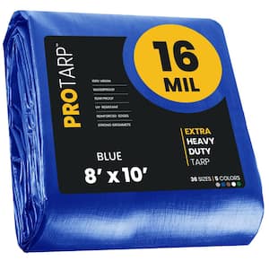 8 ft. x 10 ft. Blue 16 Mil Heavy Duty Polyethylene Tarp, Waterproof, UV Resistant, Rip and Tear Proof