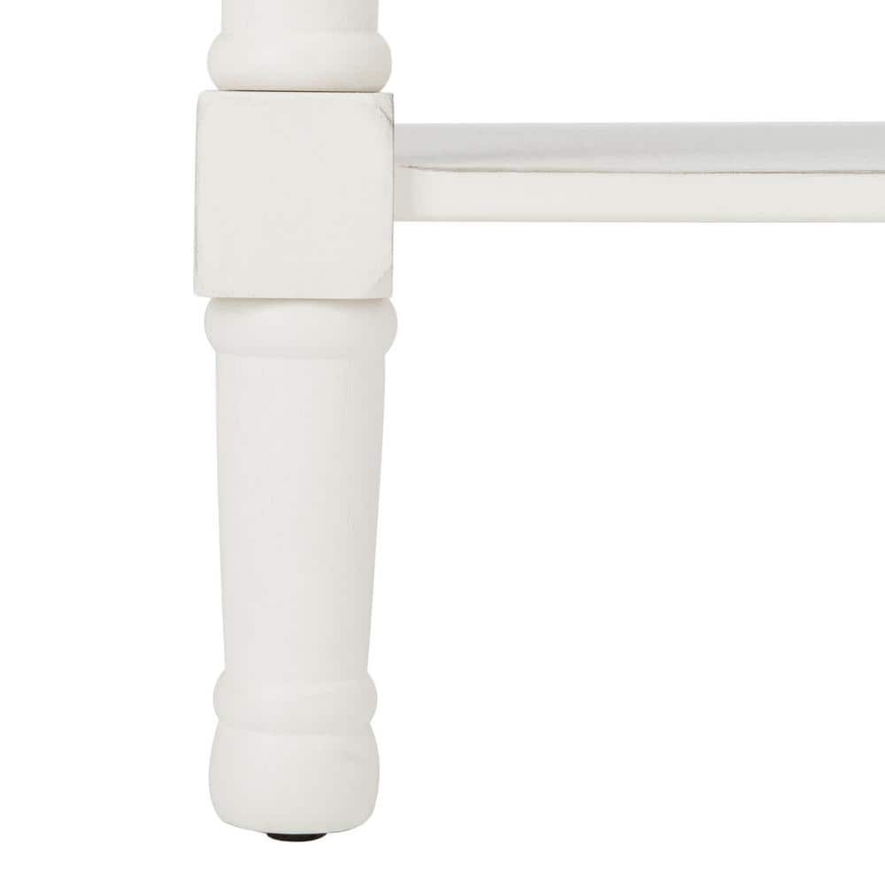 Halton Distressed White Wood Accent Table with Textured Drawer