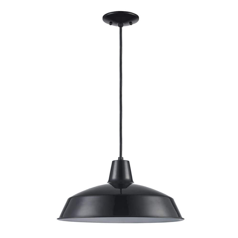 Sherman Industrial Black Metal Dome Pendant Light 15.5"