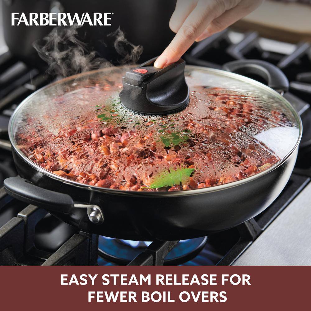 Black Aluminum Nonstick Everything Pan with Lid and Handles