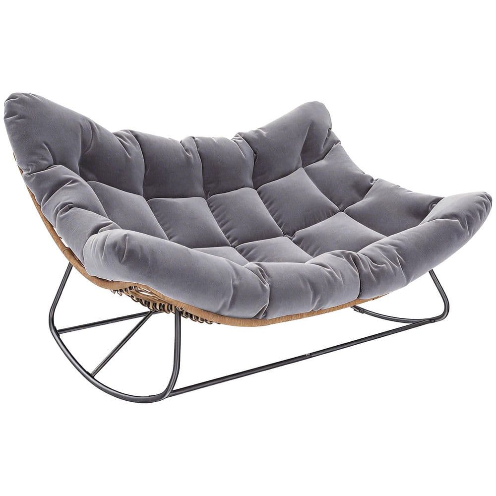 Gray Wicker Outdoor Rocking Chair with Cushion price history on PriceWatchPro