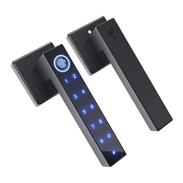 Single Cylinder Smart Door Handle with Fingerprint, IC Card, Passcode, APP, Mechanical Key