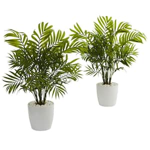 Palms Artificial Plant in White Planter (Set of 2)
