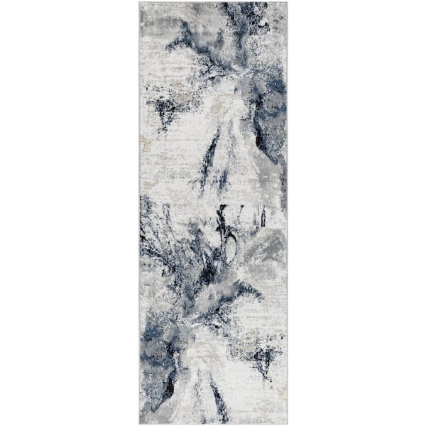 Hopewell Blue Modern 3 ft. x 7 ft. Runner Indoor Area Rug