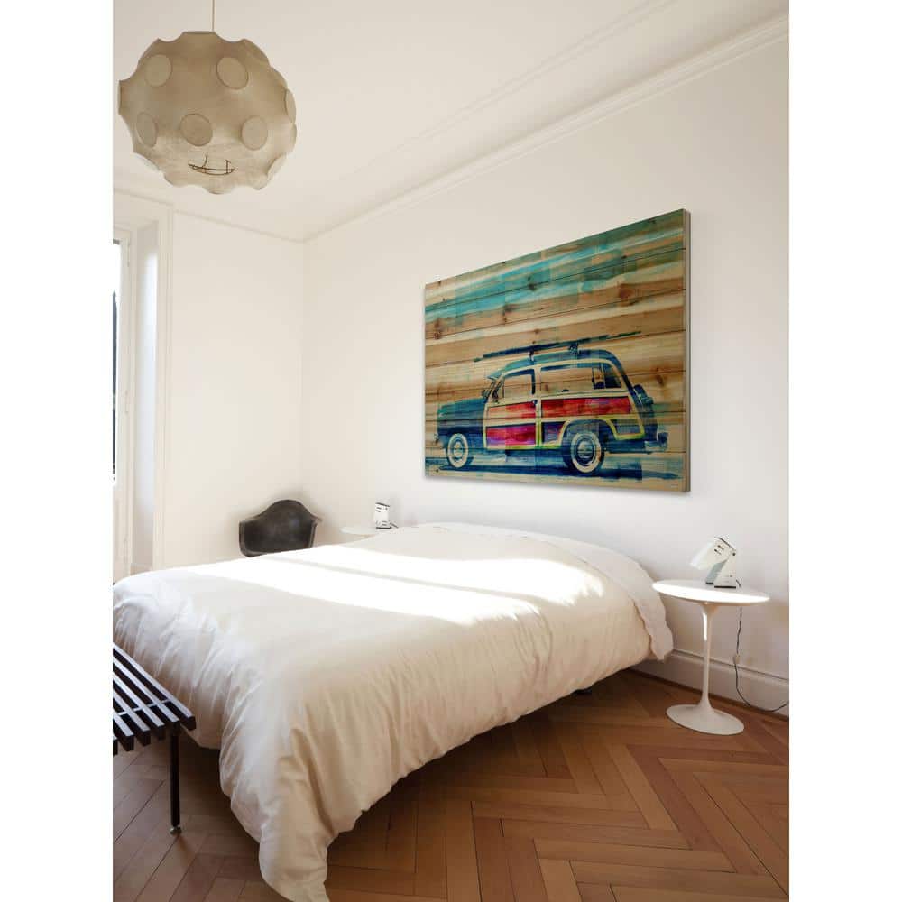 Surf Day Natural Pine Wood Landscape Wall Art