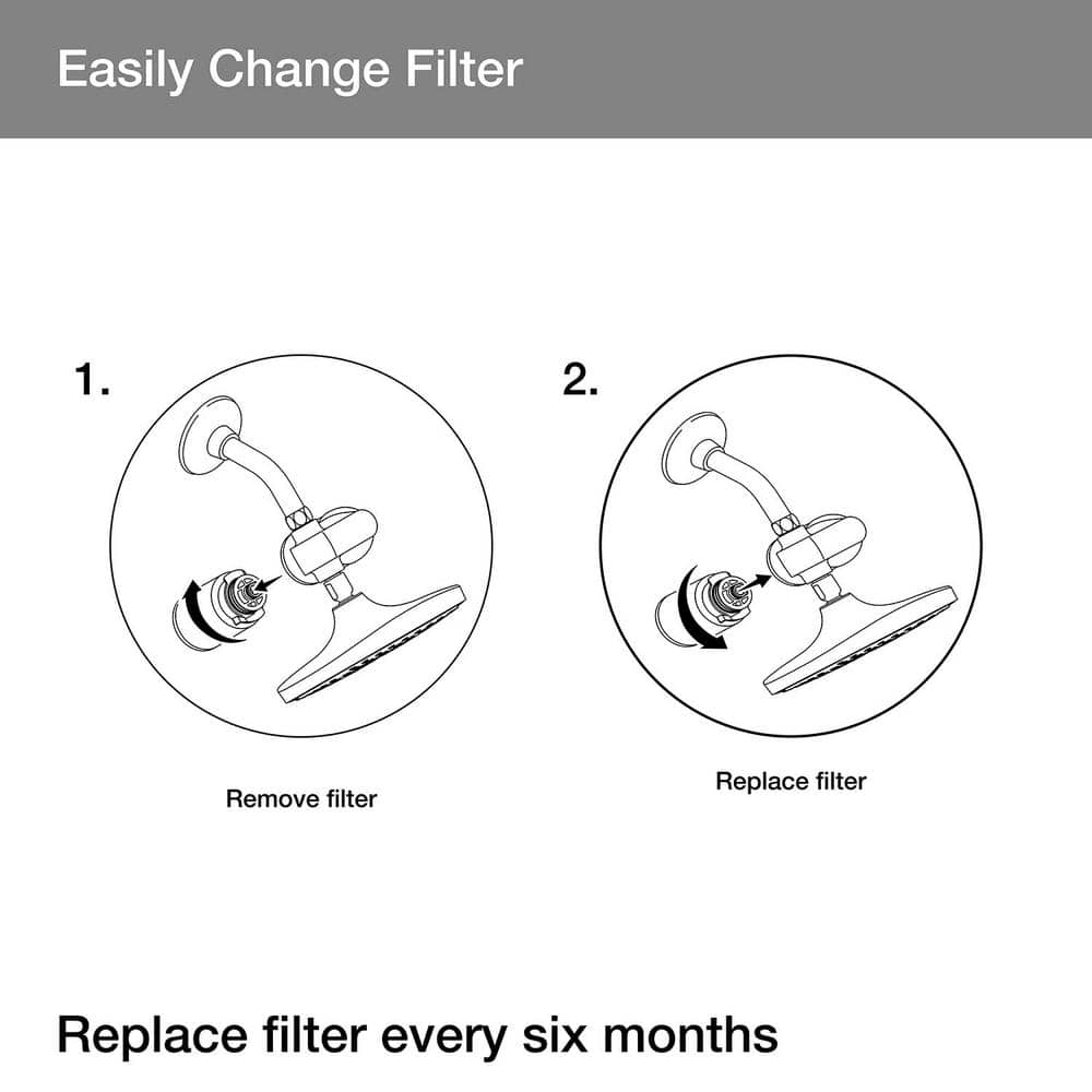 Brushed Nickel Multifunction Shower Head with Filter System