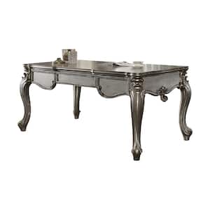 Versailles 35 in. Rectangular Antique Platinum Wood Frame 3-Drawer Executive Desk