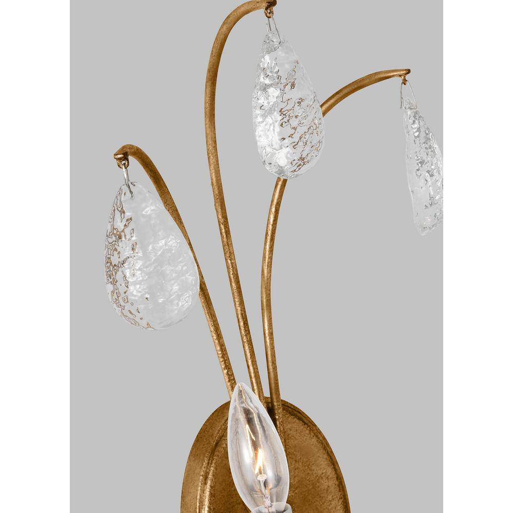 Antique Gild 2-Light Sconce with Crystal Drops