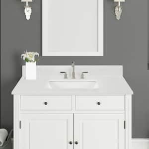 31 in. W x 22 in D Quartz White Rectangular Single Sink Vanity Top in Carrara Marble