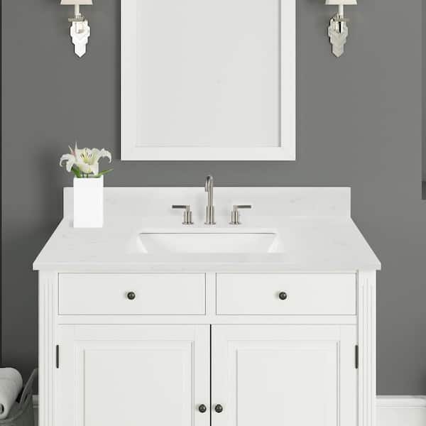Quartz Vanity Top In Carrara White, Bestview 49 In Carrara White Quartz Single Sink Bathroom Vanity Top