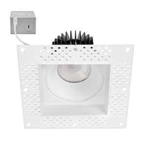 4 in. Trimless Slim Square Recessed Anti-Glare LED Downlight, White, Canless IC Rated, 1000 Lumens, 5 CCT 2700K-5000K