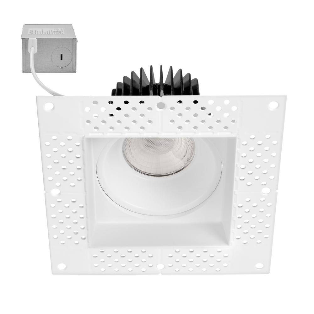 Maxxima 4 in. Trimless Slim Square Recessed Anti-Glare LED Downlight ...