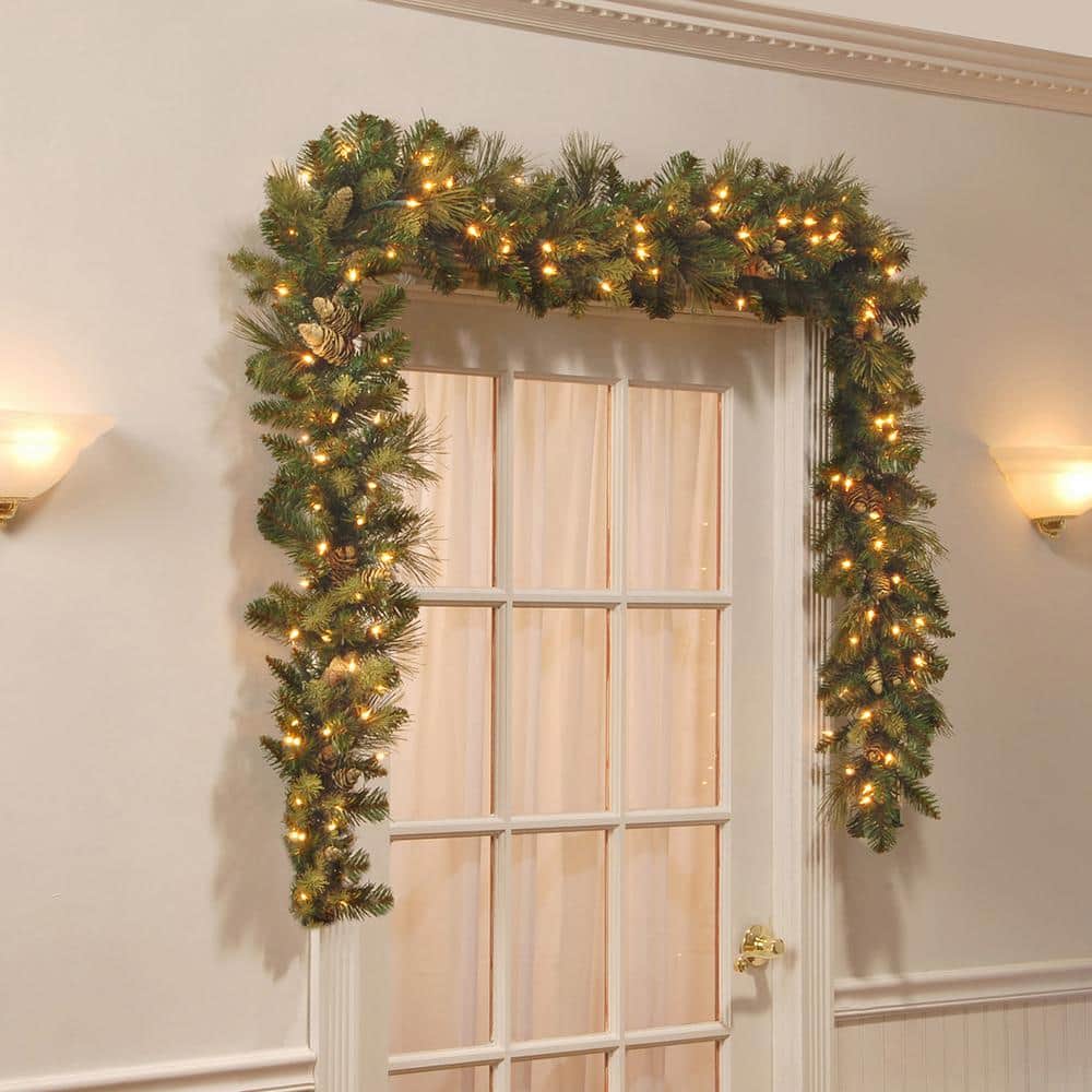 Carolina Pine Festive Pre-Lit Garland with Pine Cones, 9 ft.