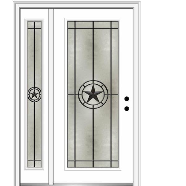 MMI Door Elegant Star 48 in. x 80 in. Left-Hand Inswing Full Lite Decorative Glass Primed Fiberglass Prehung Front Door