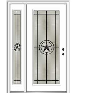 Elegant Star 50 in. x 80 in. Left-Hand Inswing Full Lite Decorative Glass Primed Fiberglass Prehung Front Door