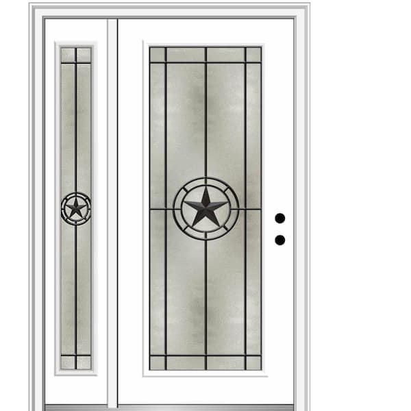 MMI Door Elegant Star 50 in. x 80 in. Left-Hand Inswing Full Lite Decorative Glass Primed Fiberglass Prehung Front Door