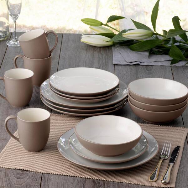 トーンヌール＆トーンヌールプレミアムセット Noritake Colorwave Clay 16-Piece Coupe (Tan) Stoneware Dinnerware